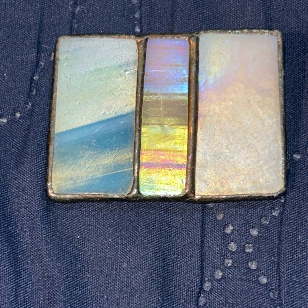 Iridescent Stained Glass Rectangular Brooch